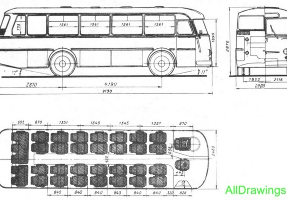 LAZ 697M (1970) truck drawings (figures)